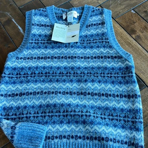 トップス HARLEY OF SCOTLAND V-NECK WOOL VEST Harley Of Scotland Allover V-Neck Fairisle Vest – Thistle